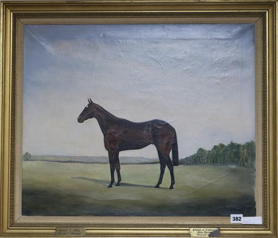 S. Johnson, oil on canvas, portrait of John Banks, Winner of the Schweppes Gold Trophy, Newbury 1961, 50 x 60cm